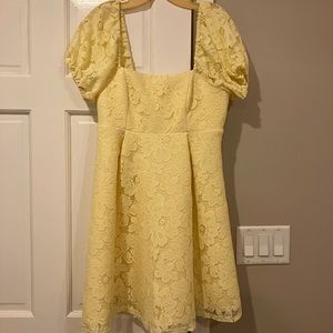 MOVING SALE Miss Selfridge yellow lace dress with cap sleeves